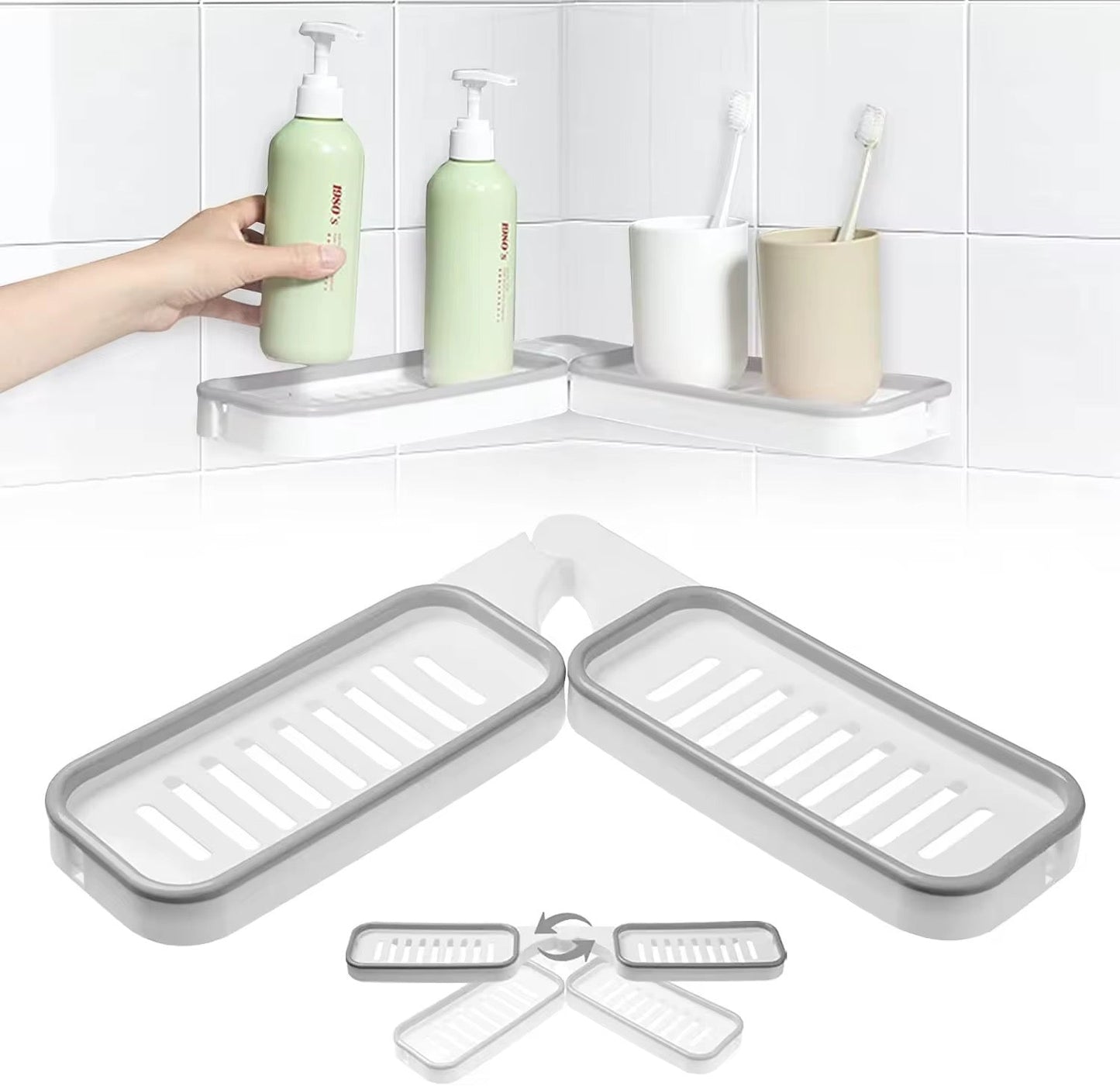 Wall Mounted Organizer Shelf Rack for Kitchen and Bathroom (With Free Self Adhesive Wall Hook)