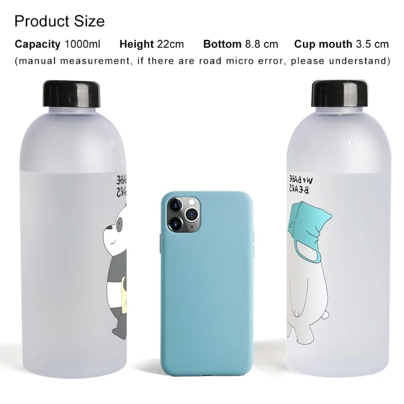 'We Bare Bears' Frosted Water Bottle with Straw