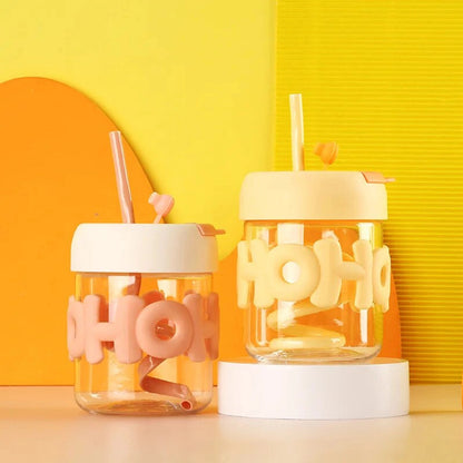 Sipper Bottle with Straw and Pearl String Handle