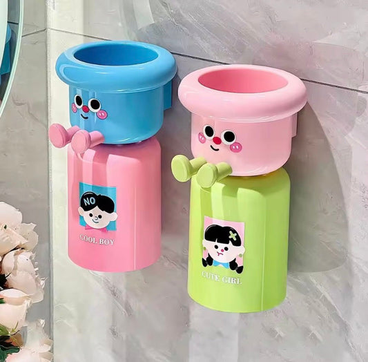 Magnetic Toothbrush Holder, Punch Free Toothbrush Cup, Wall Mounted Cartoon Toothbrush Holder