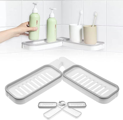 Wall Mounted Organizer Shelf Rack for Kitchen and Bathroom (With Free Self Adhesive Wall Hook)