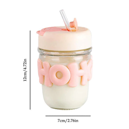 Sipper Bottle with Straw and Pearl String Handle