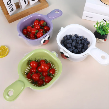 Fruit And Vegetable Drain Basket for Kitchen, 2 In 1 Cute Duck Basket With Handle,