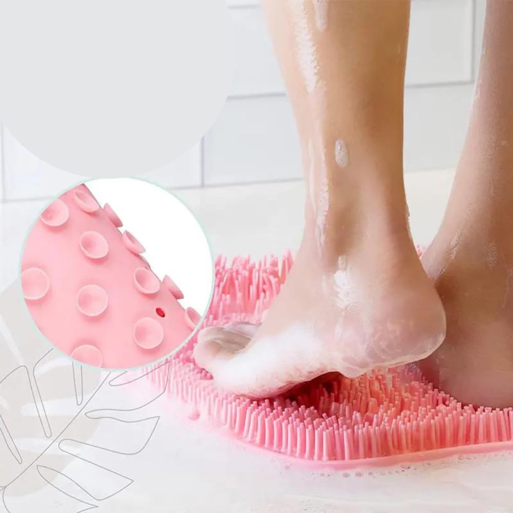 Shower Massage Scrubber, Non-Slip Bath Mat for Bathroom, Back Massage Brush