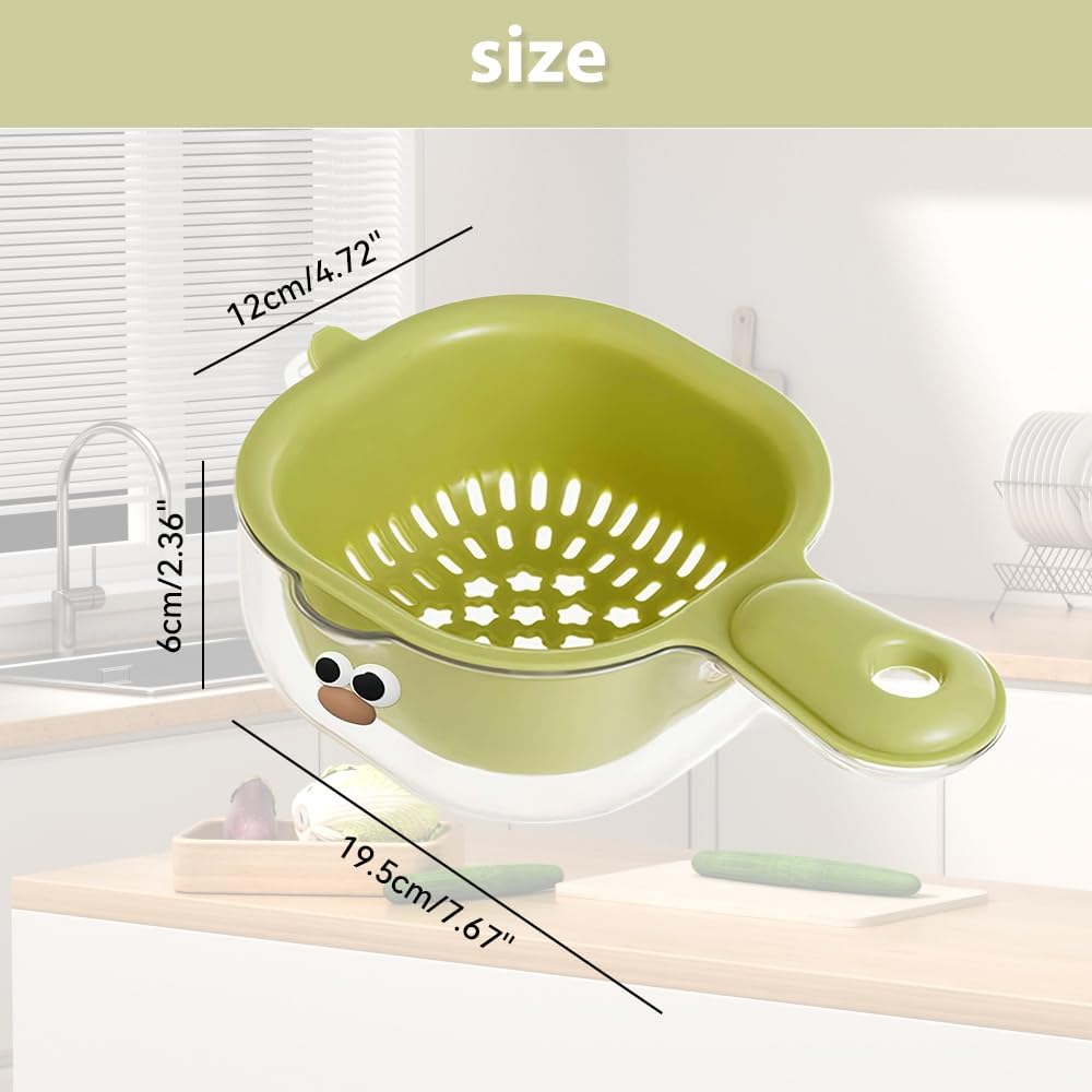 Fruit And Vegetable Drain Basket for Kitchen, 2 In 1 Cute Duck Basket With Handle,