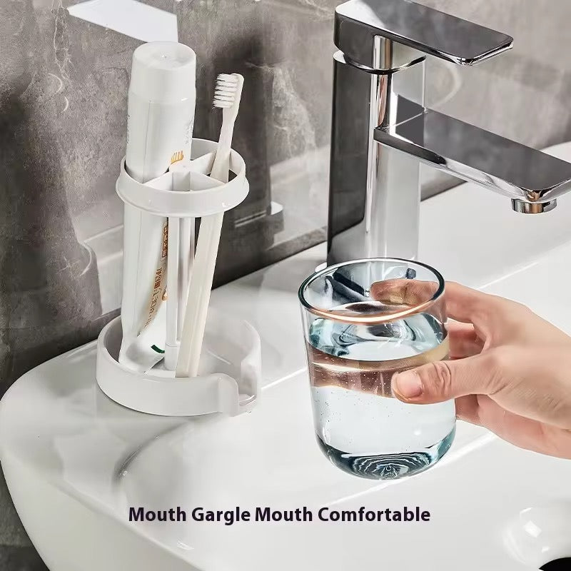 Toothbrush Toothpaste Holder With DustProof Mouthwash Cup