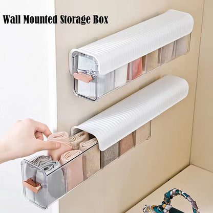 Wall Mounted Multifunctional Socks and Undergarments Organizer with Six grid Cells(Comes with Free Self Adhesive Wall Hook)