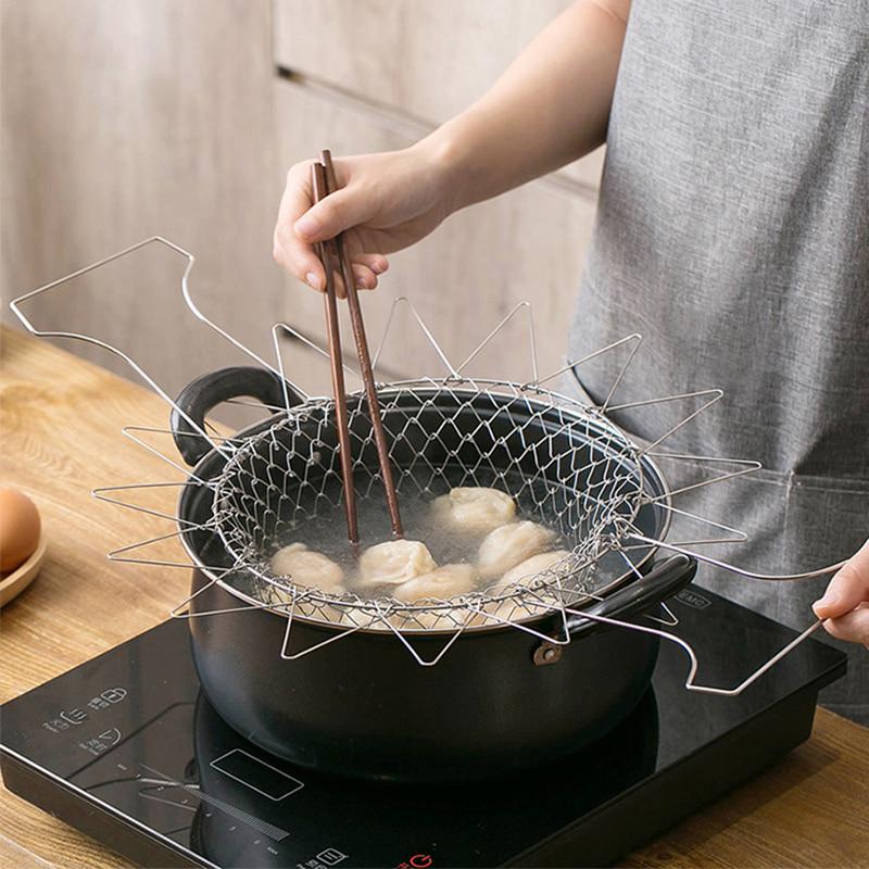 Stainless Steel Folding Multipurpose Frying Chef Basket For Fries