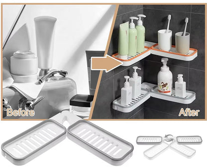 Wall Mounted Organizer Shelf Rack for Kitchen and Bathroom (With Free Self Adhesive Wall Hook)