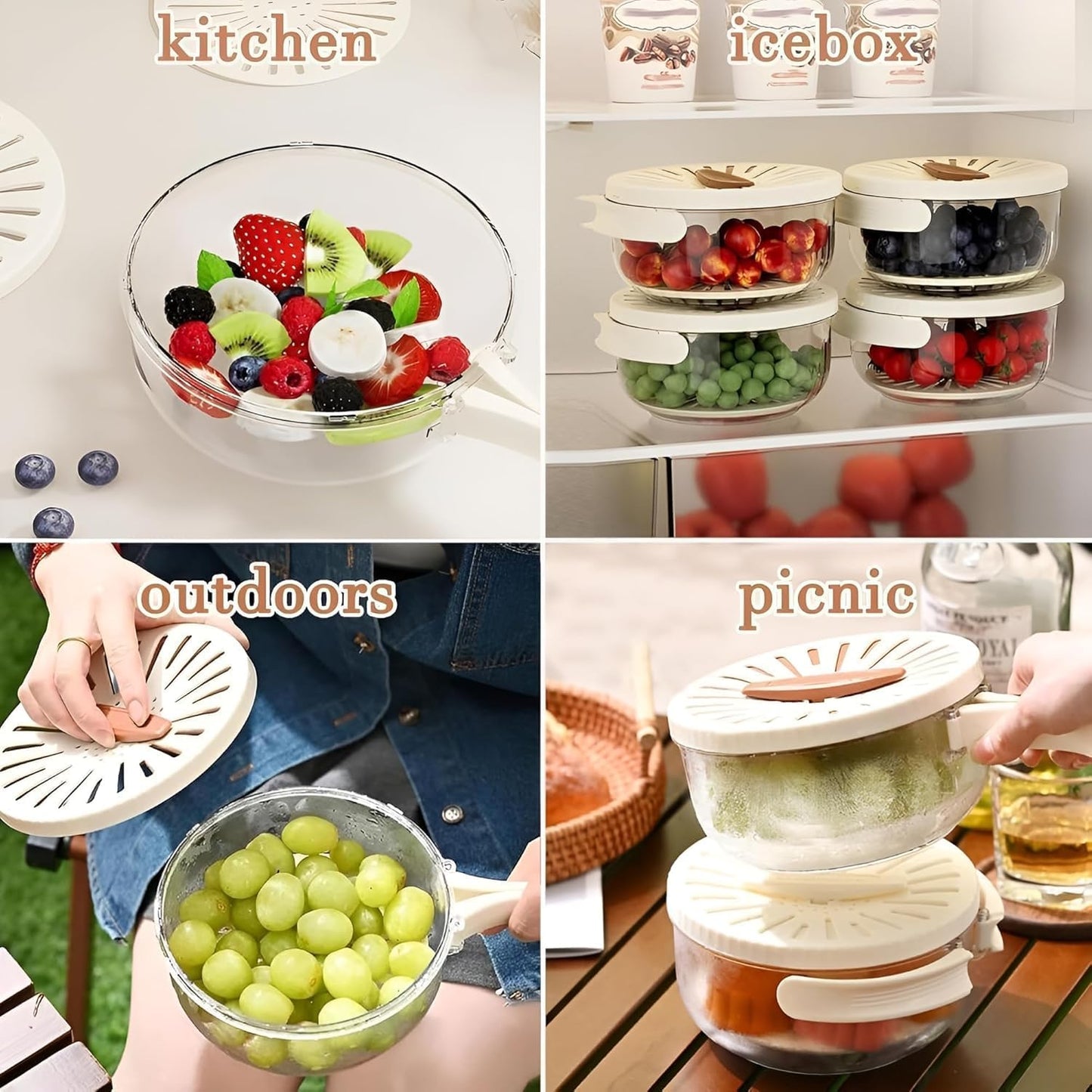 2 in 1 Drainer, Multifunctional Fruits and Vegetables Basket and Bowl