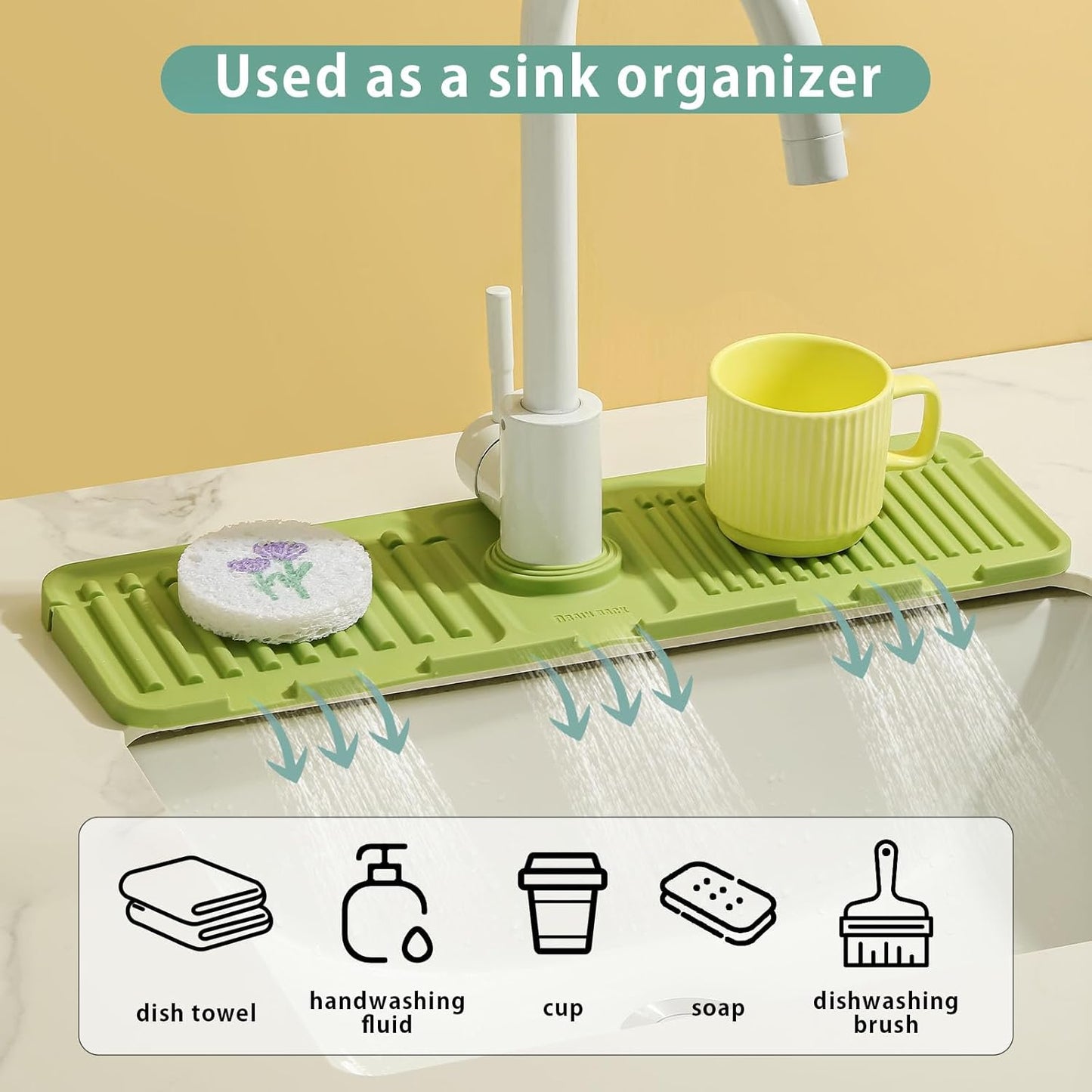 Silicon Faucet Mat, Sink Organizer