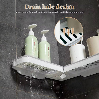 Wall Mounted Organizer Shelf Rack for Kitchen and Bathroom (With Free Self Adhesive Wall Hook)