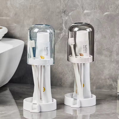 Toothbrush Toothpaste Holder With DustProof Mouthwash Cup