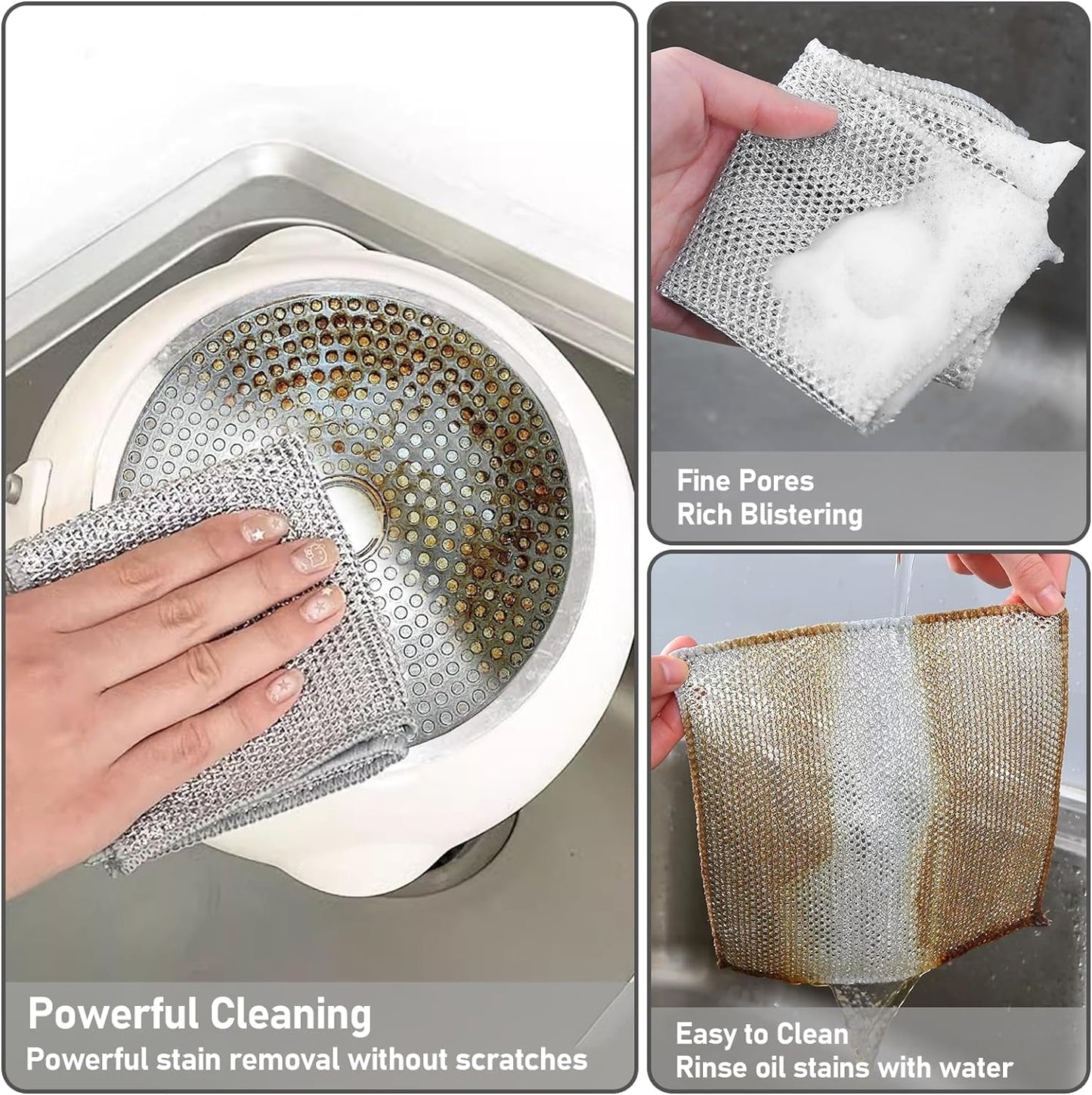 Wire Dishwashing Cloth for Kitchen, Counter, Dishes & Sink