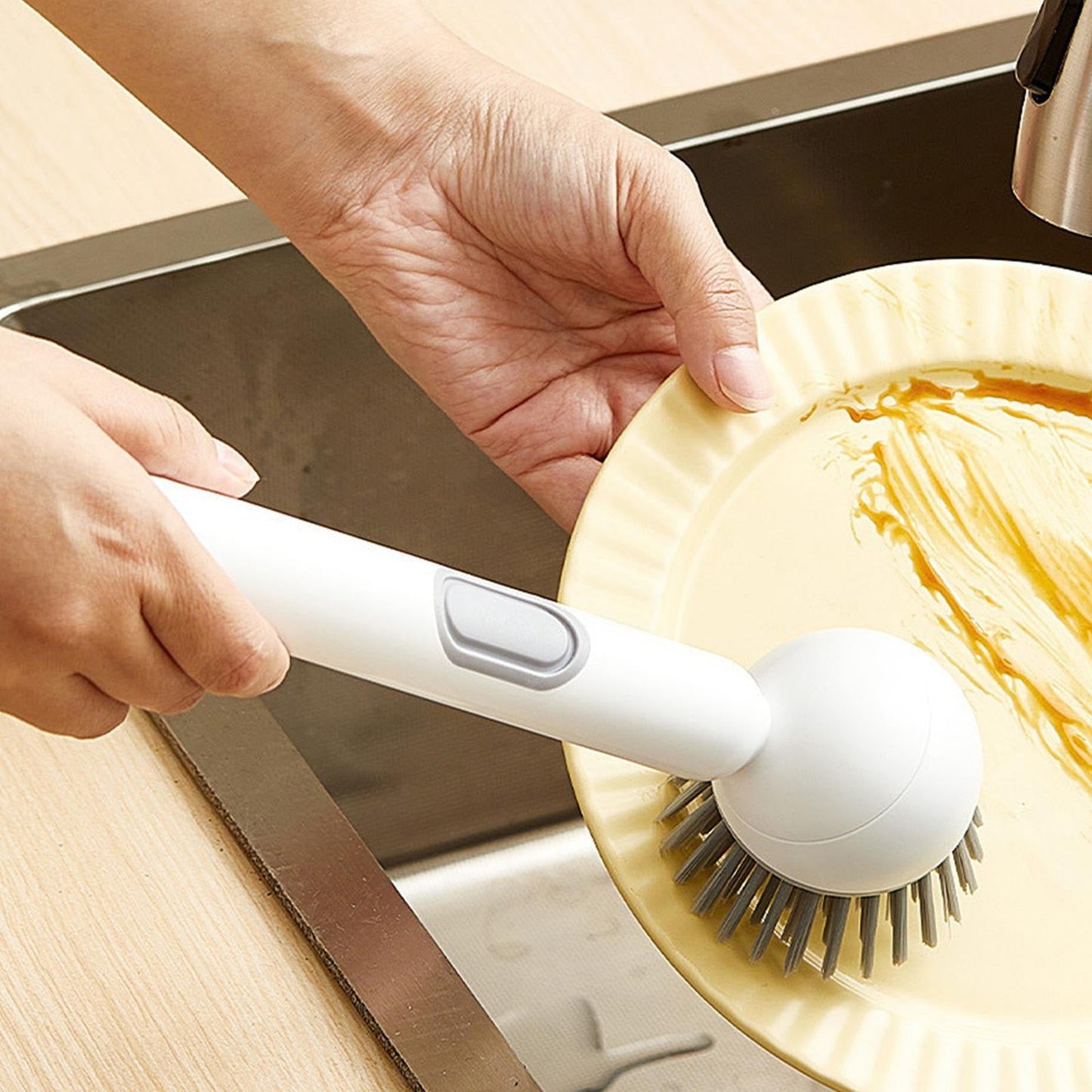 360° Rotating Adjustable Dish Washing Cleaning Brush with Liquid Dispenser