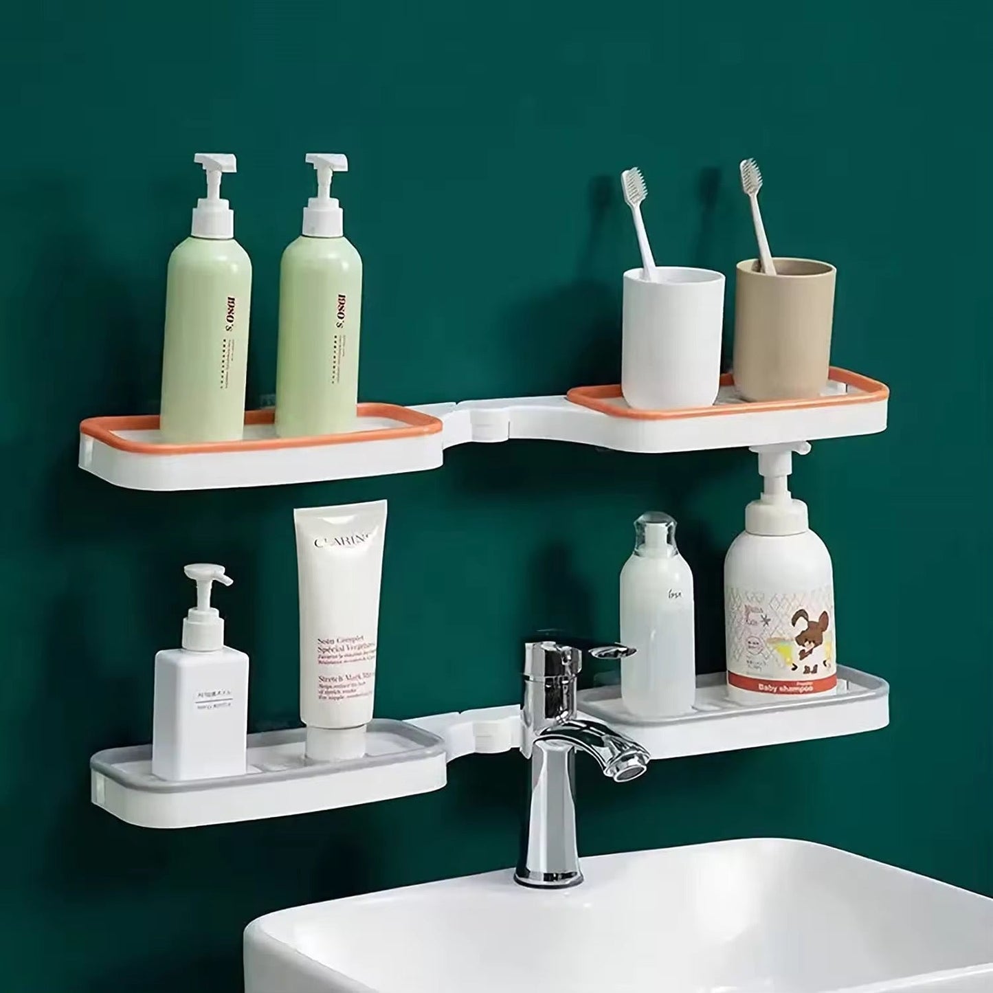 Wall Mounted Organizer Shelf Rack for Kitchen and Bathroom (With Free Self Adhesive Wall Hook)