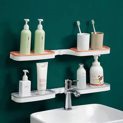 Wall Mounted Organizer Shelf Rack for Kitchen and Bathroom (With Free Self Adhesive Wall Hook)