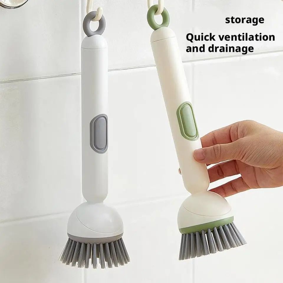360° Rotating Adjustable Dish Washing Cleaning Brush with Liquid Dispenser