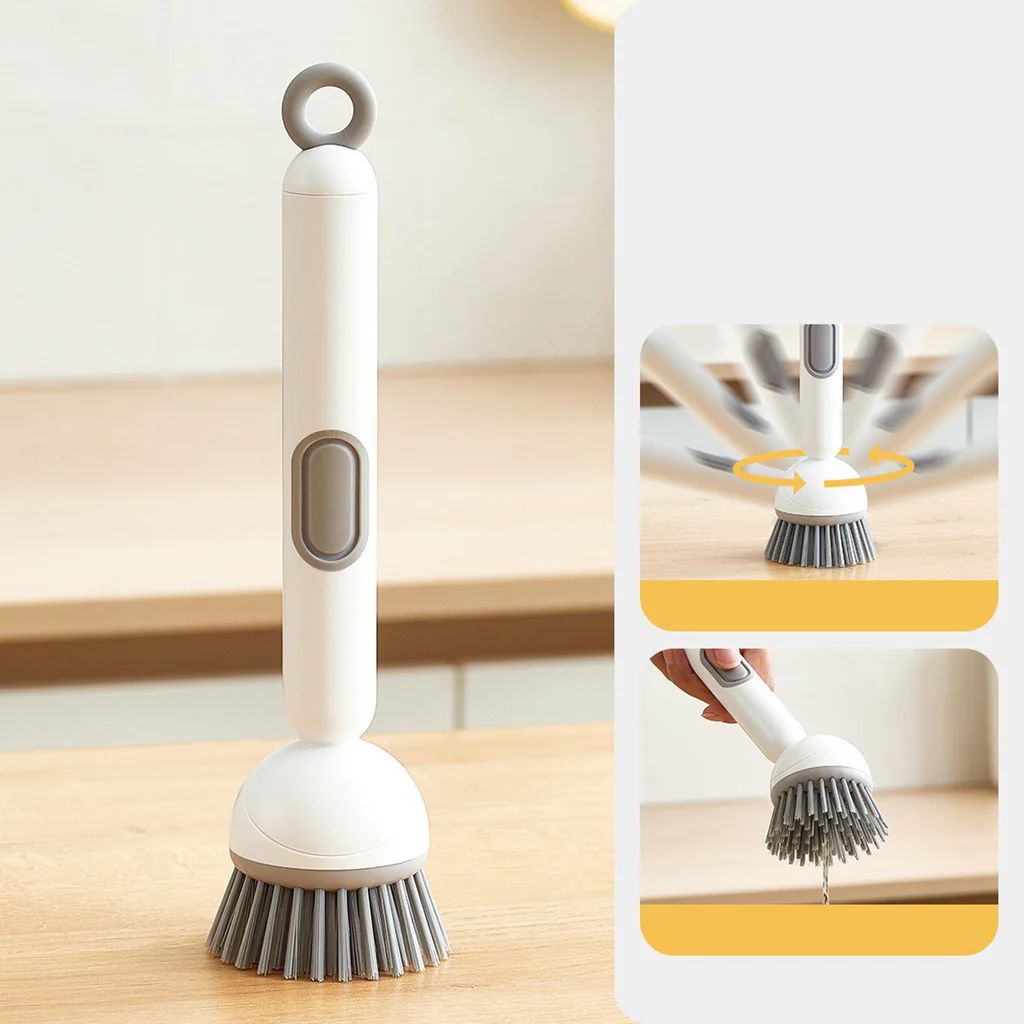 360° Rotating Adjustable Dish Washing Cleaning Brush with Liquid Dispenser