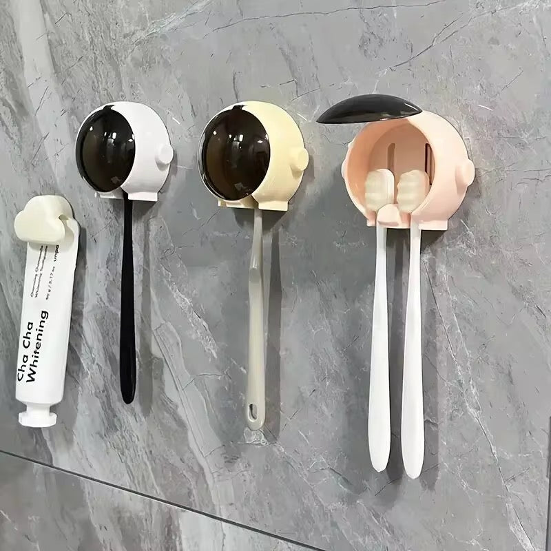 Astronaut Wall Mounted Tooth Brush Holder (Comes With Free Self Adhesive Wall Hook)