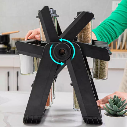 18 Pcs Spice Jar Set, 360° Rotatable Glass Seasoning Rack